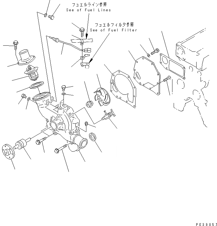 Схема запчастей Komatsu SAA6D95LE-1A - ВОДЯНАЯ ПОМПА ДВИГАТЕЛЬ