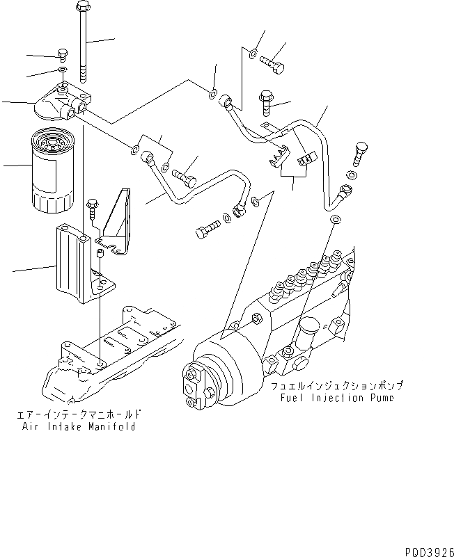 Схема запчастей Komatsu SAA6D95LE-1C - ТОПЛИВН. ФИЛЬТР.(№87-) ДВИГАТЕЛЬ