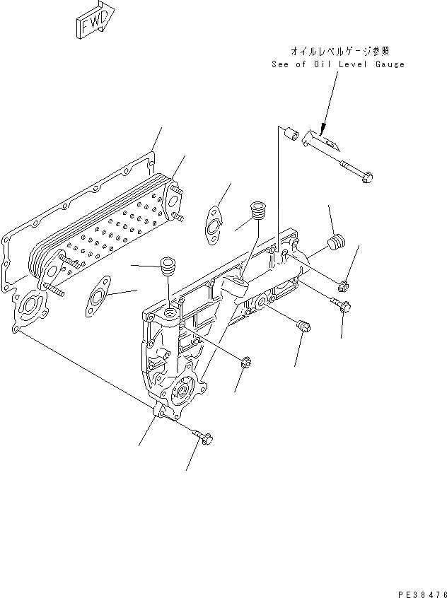 Схема запчастей Komatsu SAA6D95LE-1C-LT - МАСЛООХЛАДИТЕЛЬ(№87-) ДВИГАТЕЛЬ