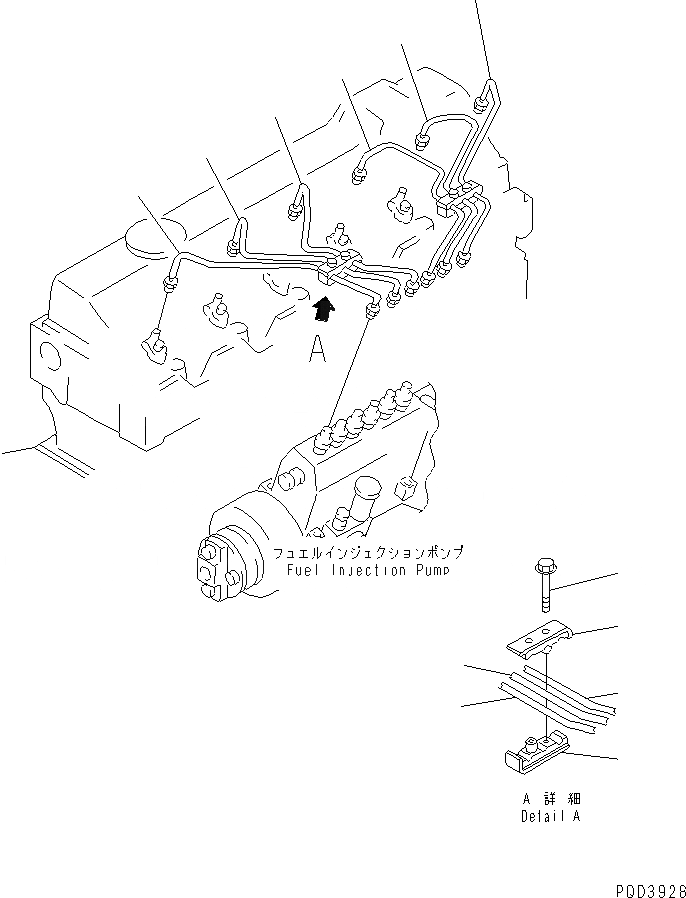 Схема запчастей Komatsu SAA6D95LE-1C-LT - ТОПЛ. НАСОС ТРУБЫ(№87-) ДВИГАТЕЛЬ