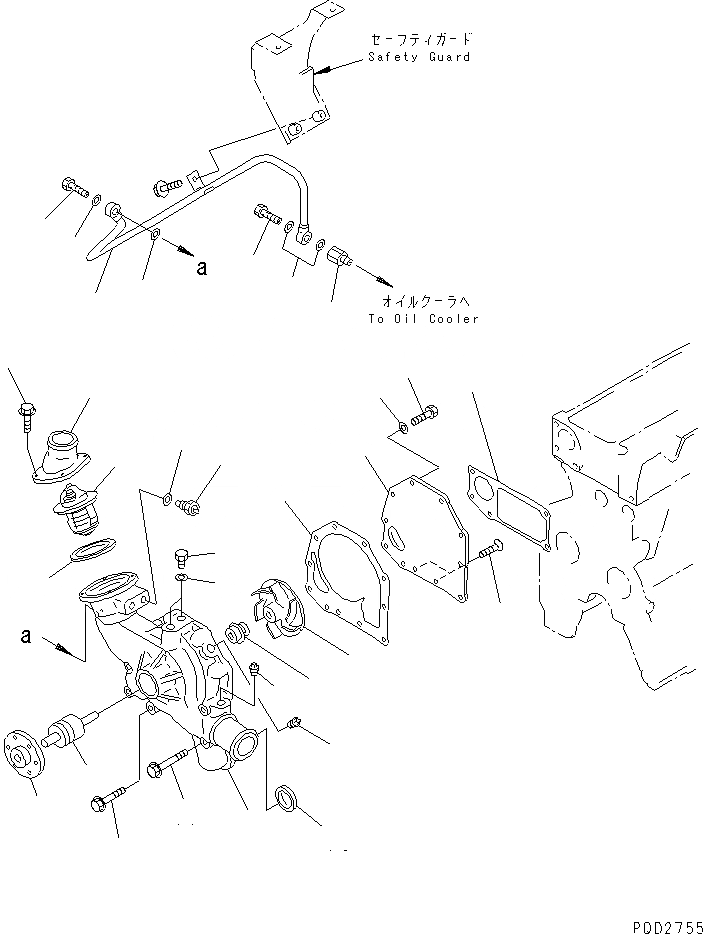 Схема запчастей Komatsu SAA6D95LE-1C-LT - ВОДЯНАЯ ПОМПА(№87-) ДВИГАТЕЛЬ