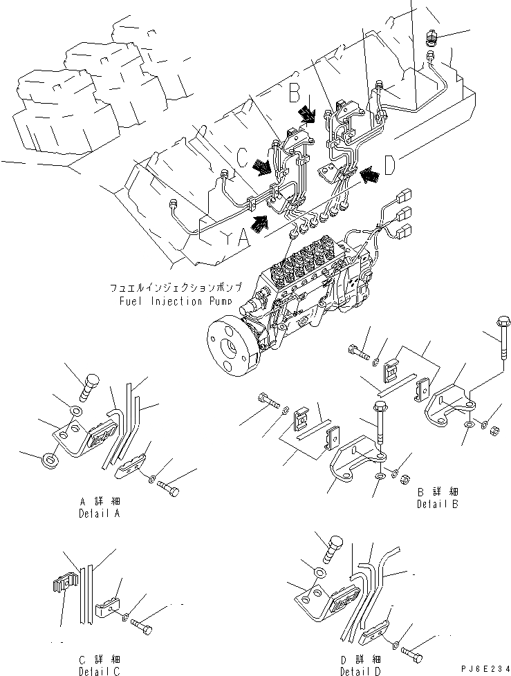 Схема запчастей Komatsu SDA12V140-1B - ТОПЛ. НАСОС ТРУБЫ (ЛЕВ. ГРУПП.)(№979-) ДВИГАТЕЛЬ