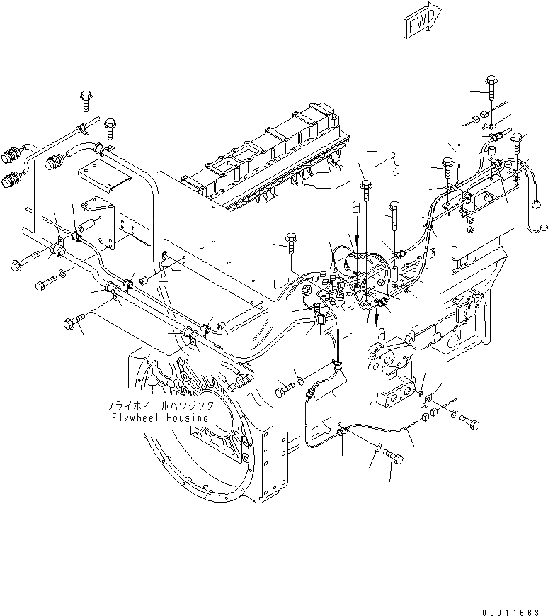 Схема запчастей Komatsu SDA12V140E-1D - ПРОВОДКА (/) (ПРАВ.) ДВИГАТЕЛЬ