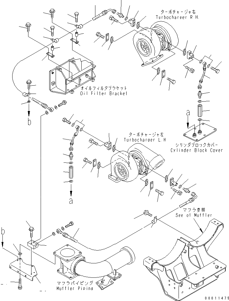 Схема запчастей Komatsu SDA12V140E-1D - ТУРБОНАГНЕТАТЕЛЬ ВОДН. ГИДРОЛИНИЯ (КРОМЕ ЯПОН.) ДВИГАТЕЛЬ