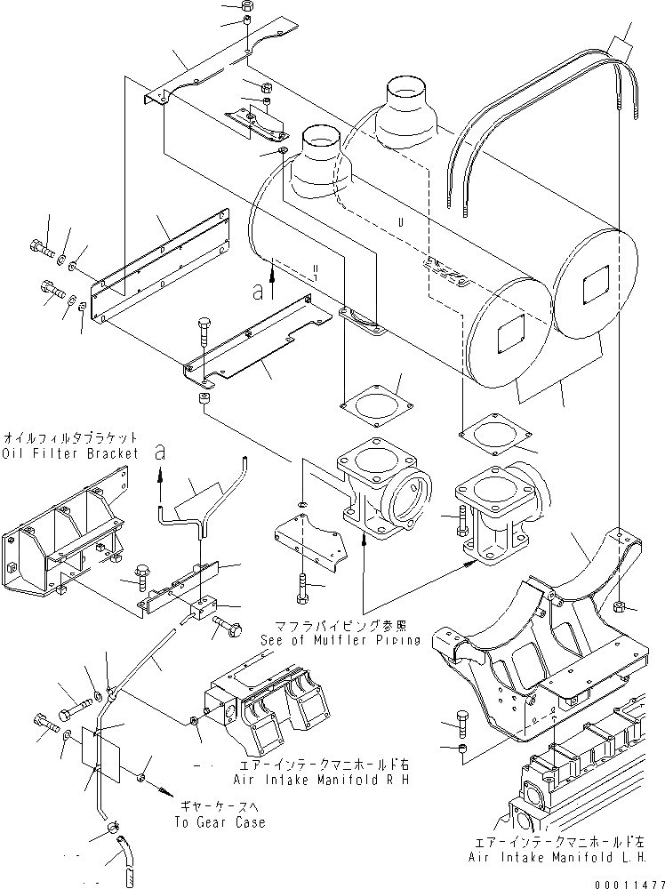 Схема запчастей Komatsu SDA12V140E-1D - ГЛУШИТЕЛЬ ДВИГАТЕЛЬ