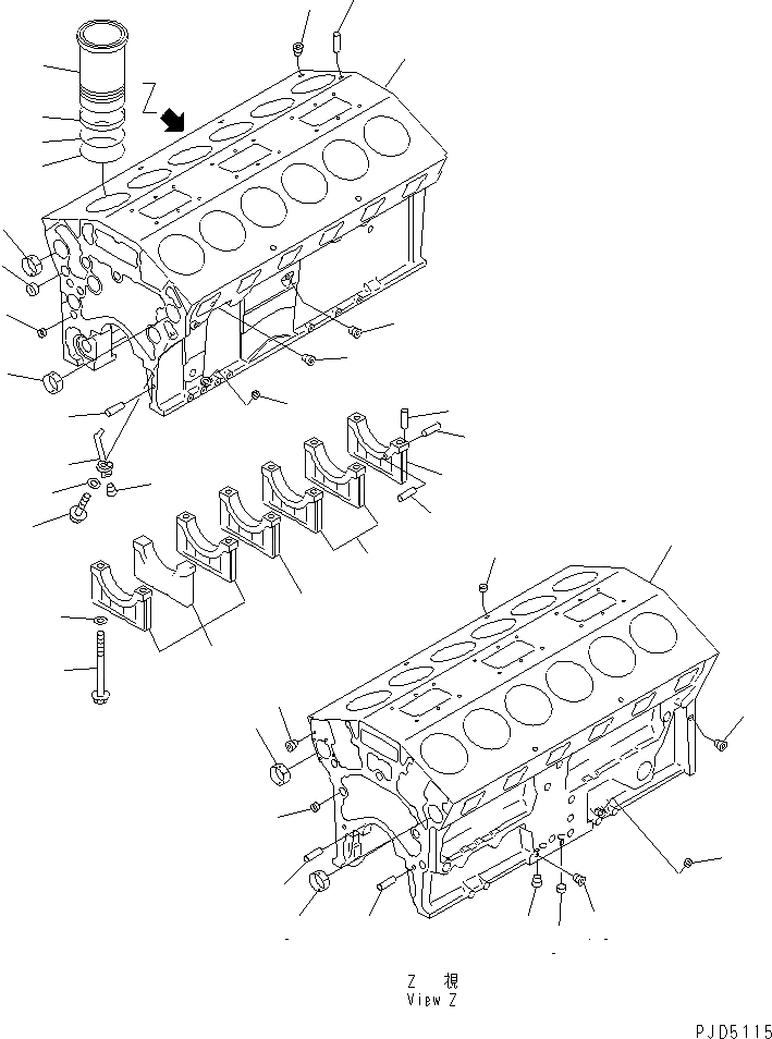 Схема запчастей Komatsu SDA12V140E-1D - БЛОК ЦИЛИНДРОВ ДВИГАТЕЛЬ