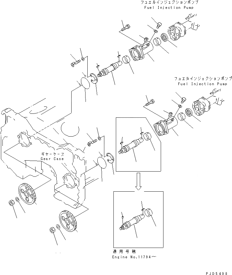 Схема запчастей Komatsu SDA12V140-1B-A - ПРИВОД ТОПЛ. НАСОСА ДВИГАТЕЛЬ