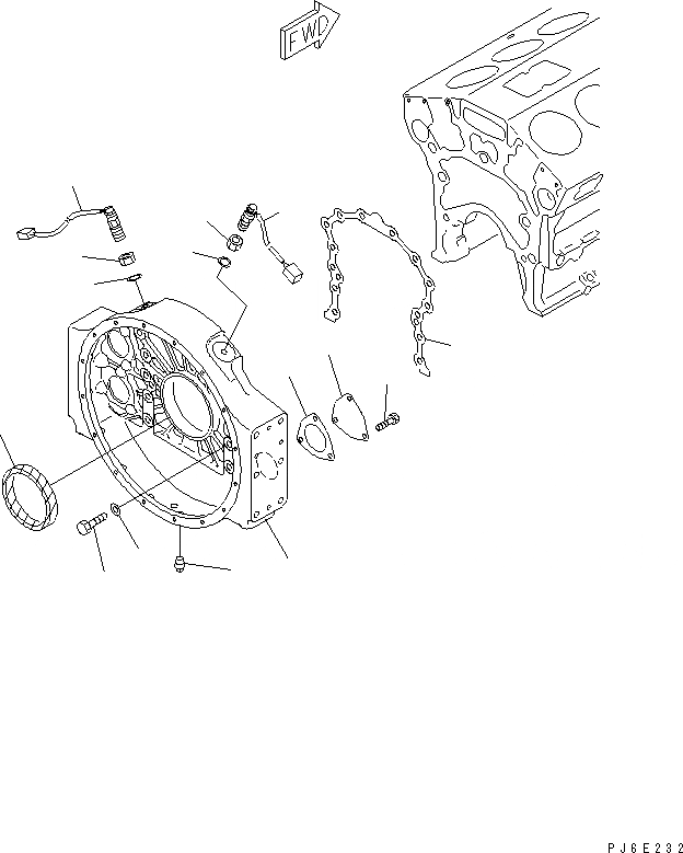 Схема запчастей Komatsu SDA12V140-1C-A - КАРТЕР МАХОВИКА (УСИЛЕНН. Э/ПРОВОДКА)(№9-) ДВИГАТЕЛЬ