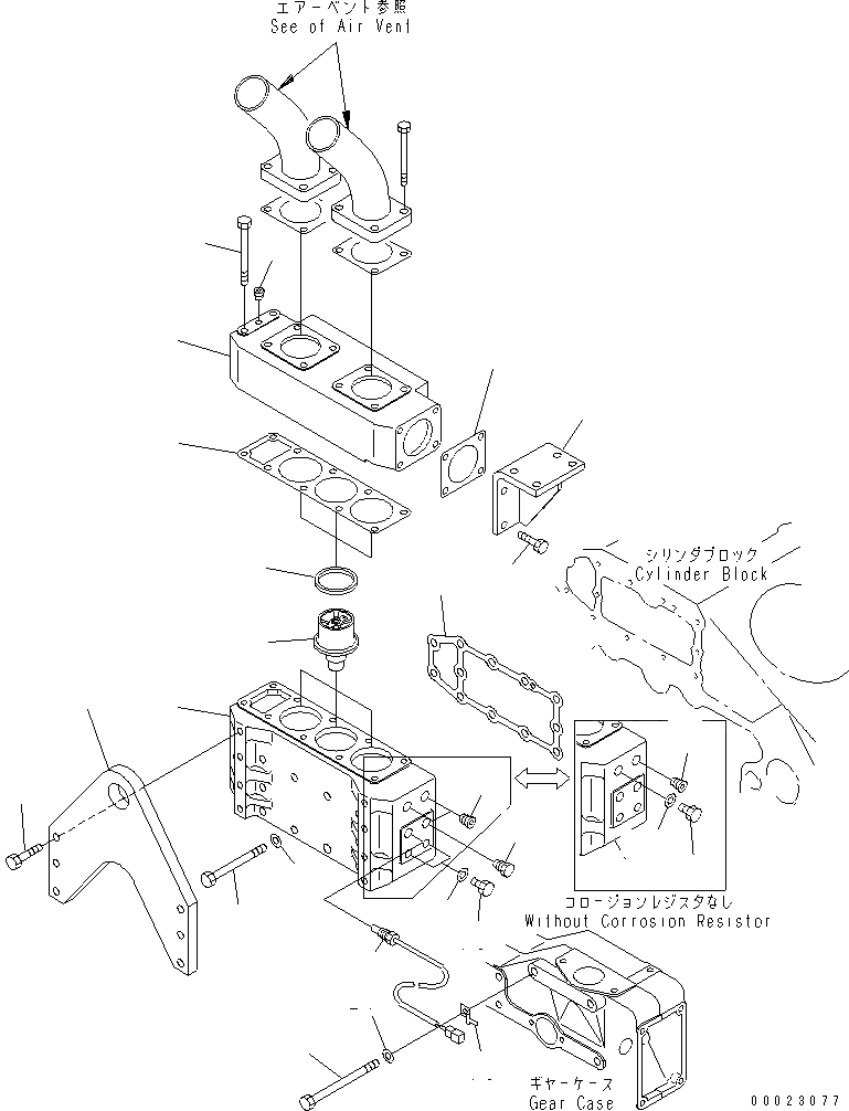 Схема запчастей Komatsu SDA12V140E-1D-A - ТЕРМОСТАТ(№-) ДВИГАТЕЛЬ