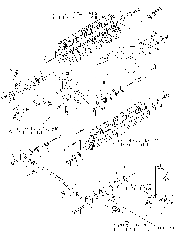 Схема запчастей Komatsu SDA12V140E-1D-AD - ПОСЛЕОХЛАДИТЕЛЬ ВОДН. ГИДРОЛИНИЯ (БЕЗ АНТИКОРРОЗ. ЭЛЕМЕНТА)(№77-) ДВИГАТЕЛЬ