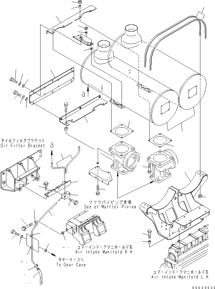 Схема запчастей Komatsu SDA12V140E-1D-AD - ГЛУШИТЕЛЬ (КРОМЕ ЯПОН.)(№-) ДВИГАТЕЛЬ