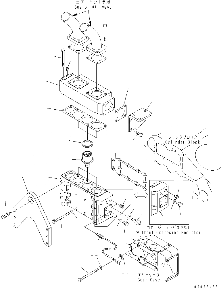 Схема запчастей Komatsu SDA12V140E-1D-AD - ТЕРМОСТАТ(№-) ДВИГАТЕЛЬ