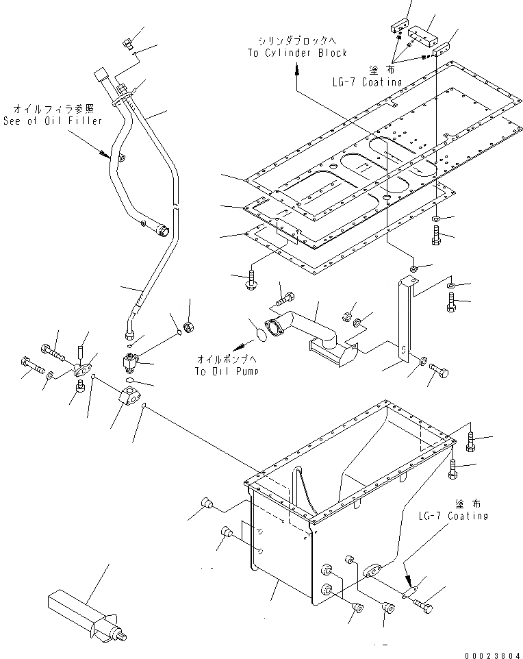 Схема запчастей Komatsu SDA12V140E-1D-AD - МАСЛЯНЫЙ ПОДДОН И ВСАСЫВАЮЩИЙ ПАТРУБОК (БЫСТР. ЗАПРАВ. СПЕЦ-Я.)(№-) ДВИГАТЕЛЬ