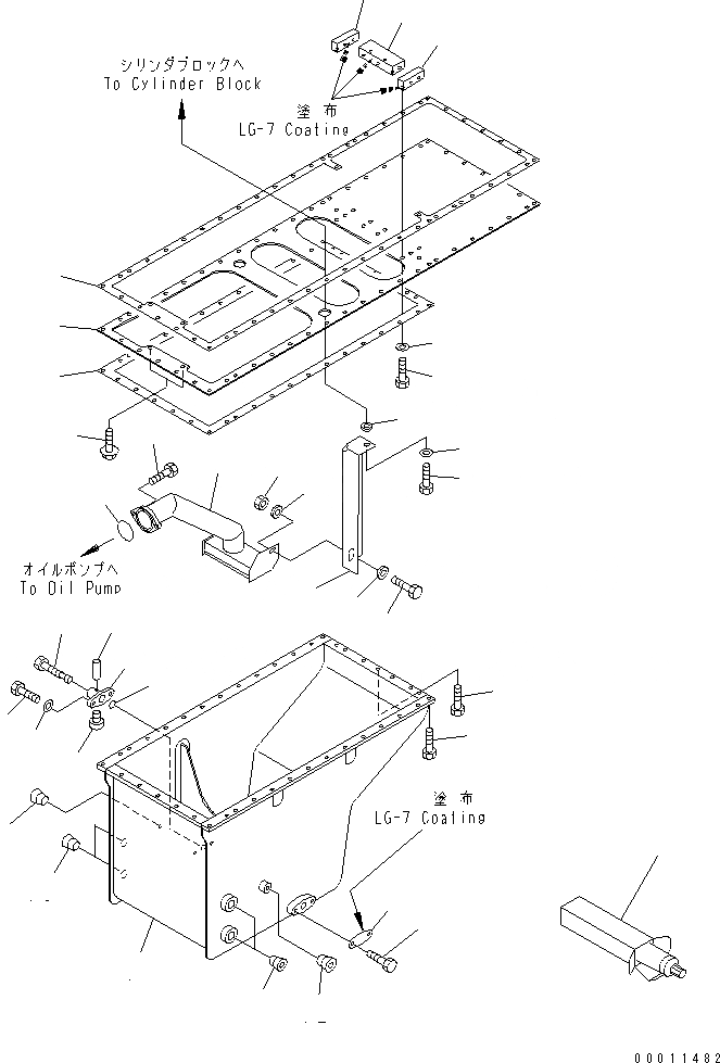 Схема запчастей Komatsu SDA12V140E-1D-AD - МАСЛЯНЫЙ ПОДДОН И ВСАСЫВАЮЩИЙ ПАТРУБОК (МОРОЗОУСТОЙЧИВ. СПЕЦИФИКАЦИЯ.)(№7-) ДВИГАТЕЛЬ