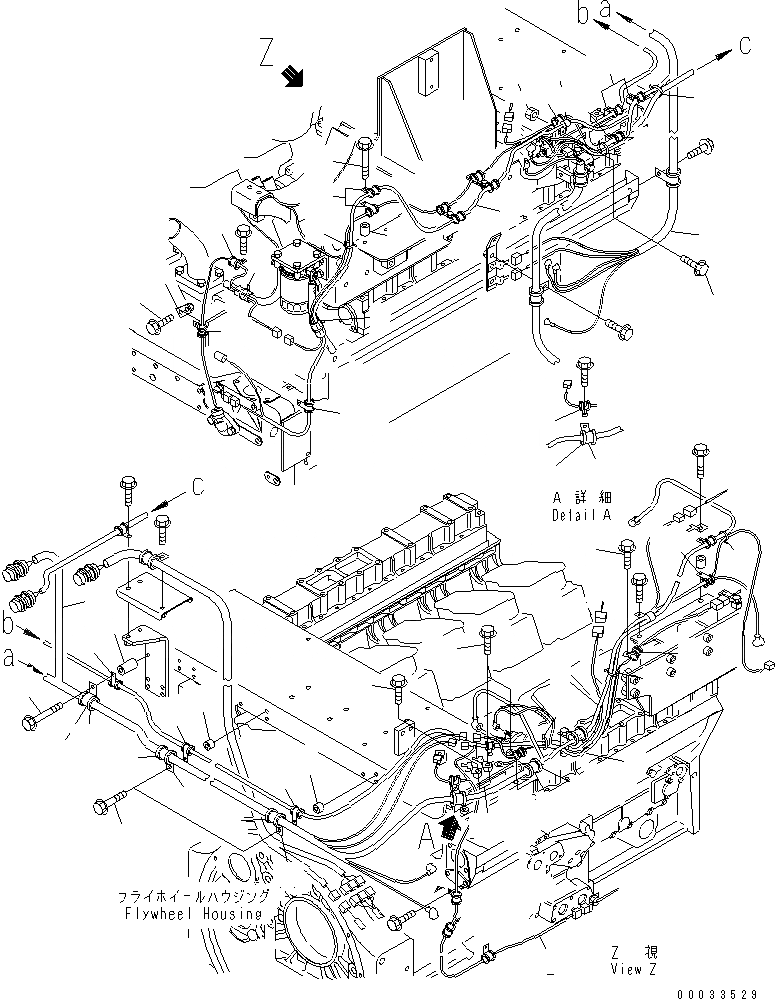 Схема запчастей Komatsu SDA12V140E-1D-AD - ПРОВОДКА (/) (ДЛЯ VHMS LESS)(№7-) ДВИГАТЕЛЬ