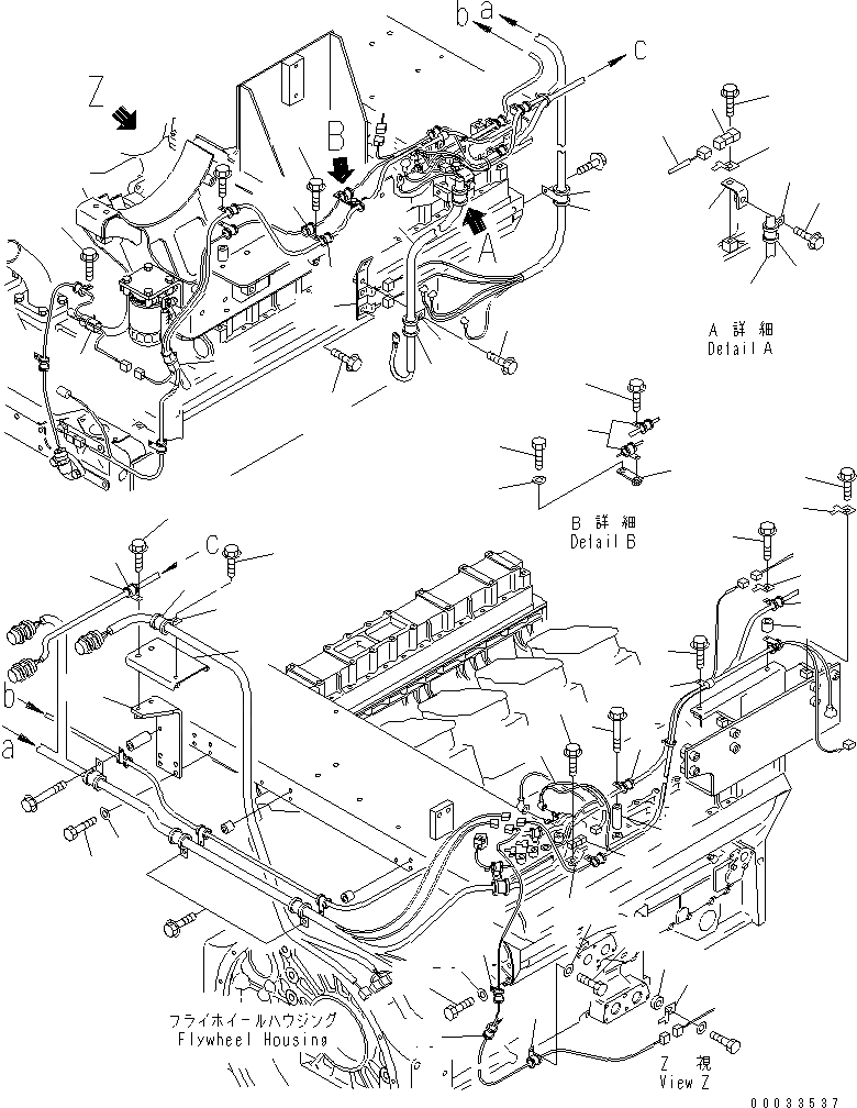 Схема запчастей Komatsu SDA12V140E-1D-AD - ПРОВОДКА (/)(№7-9) ДВИГАТЕЛЬ