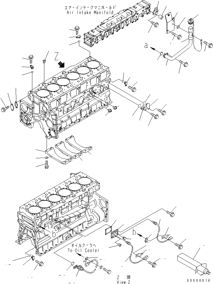 Схема запчастей Komatsu SDA6D140E-3A-9 - БЛОК ЦИЛИНДРОВ КРЫШКАAND МАСЛОНАЛИВНОЙ ПАТРУБОК (С ОБОГРЕВ-ЛЕМ)(№97-) ДВИГАТЕЛЬ