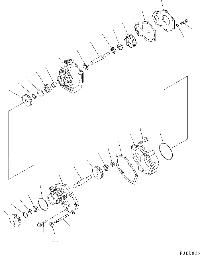Схема запчастей Komatsu SDA6D140E-3A-9 - ДВОЙН. ВОДЯНАЯ ПОМПА(№78-) ДВИГАТЕЛЬ