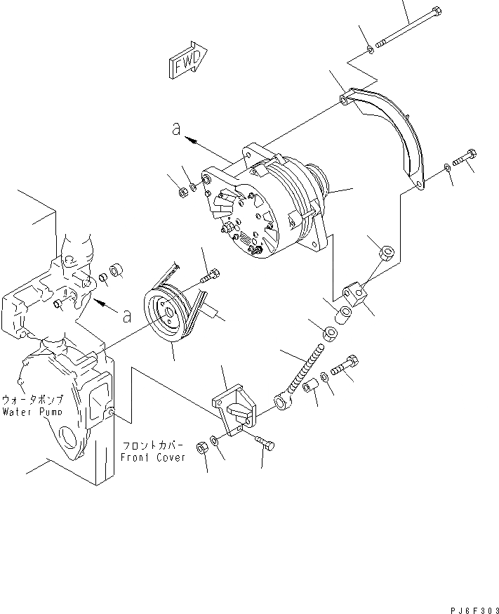 Схема запчастей Komatsu SDA6D140E-3A-9 - КРЕПЛЕНИЕ ГЕНЕРАТОРА (9A) (С ЗАКАЛЕННЫМ ШКИВОМ)(№99-) ДВИГАТЕЛЬ