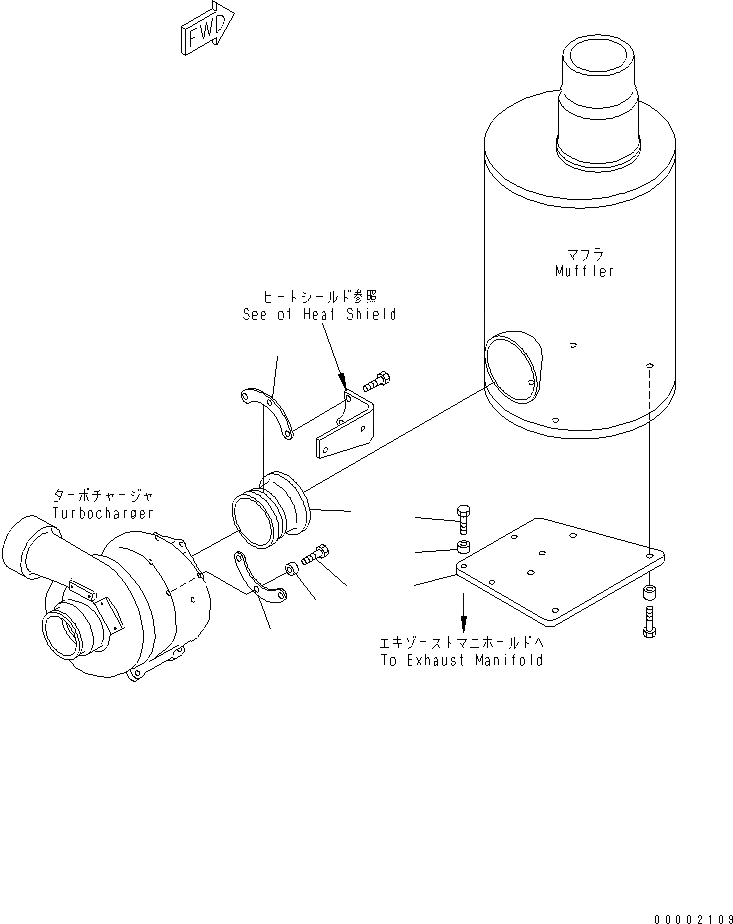 Схема запчастей Komatsu SDA6D140E-2E-9 - ГЛУШИТЕЛЬ СОЕДИН-Е(№-) ДВИГАТЕЛЬ