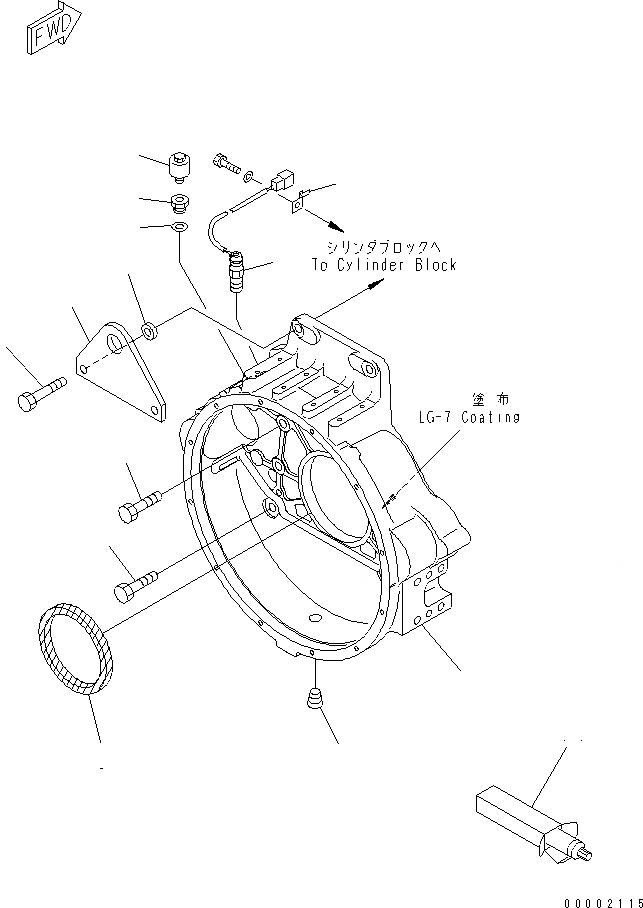Схема запчастей Komatsu SDA6D140E-2E-9 - КАРТЕР МАХОВИКА(№-) ДВИГАТЕЛЬ