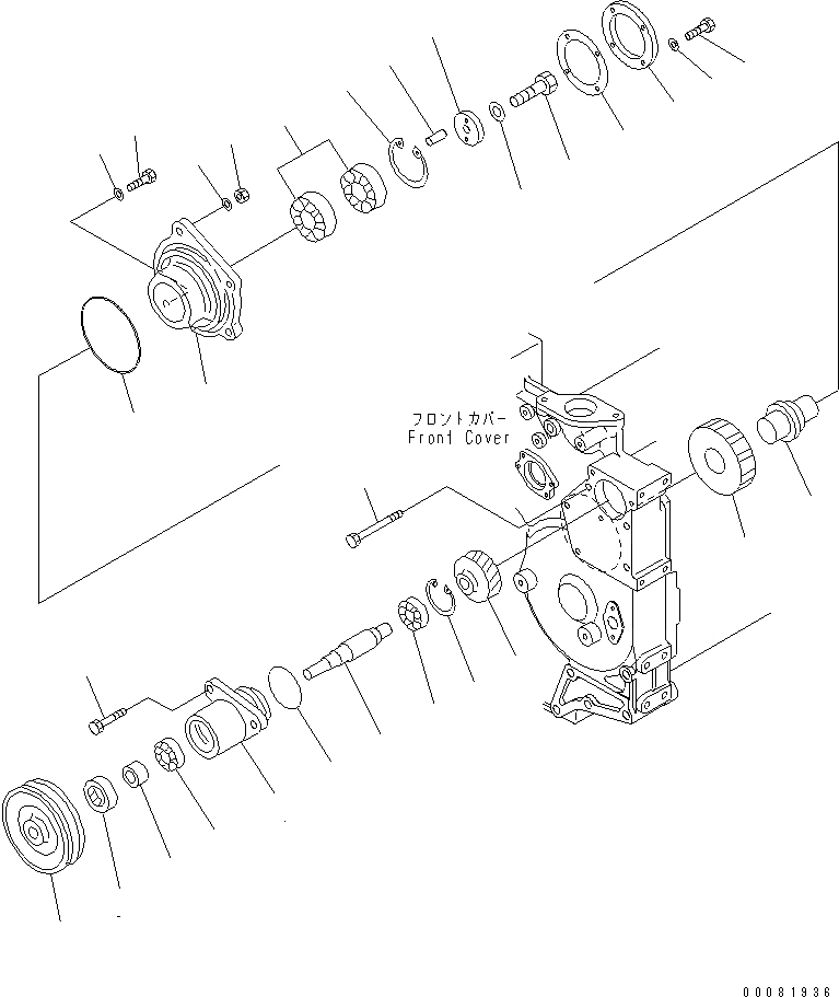 Схема запчастей Komatsu SDA6D140E-2E-9 - ПЕРЕДН. МЕХ-М ОТБОРА МОЩНОСТИ (ДЛЯ KRV КОНДИЦ.)(№-) ДВИГАТЕЛЬ