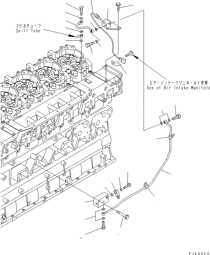Схема запчастей Komatsu SDA6D140E-3H-9 - ВОЗВРАТ ТОПЛИВА(№78-) ДВИГАТЕЛЬ