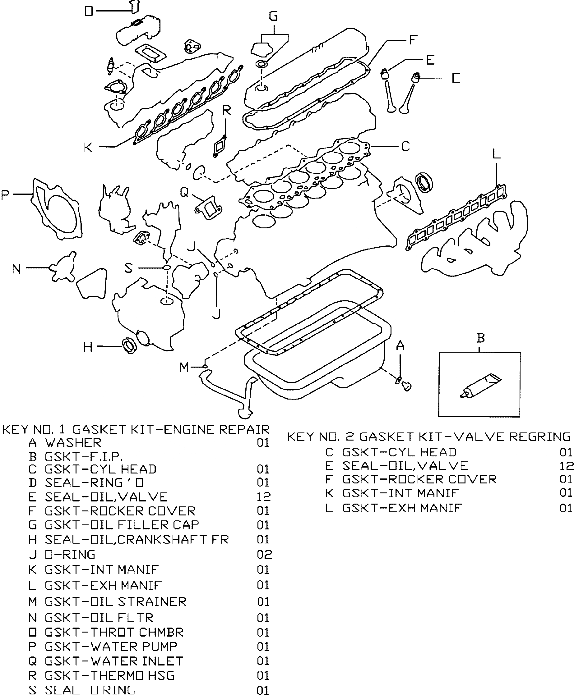 Схема запчастей Komatsu TB45-1 - ДВИГАТЕЛЬ КОМПЛЕКТ ПРОКЛАДОК ДВИГАТЕЛЬ