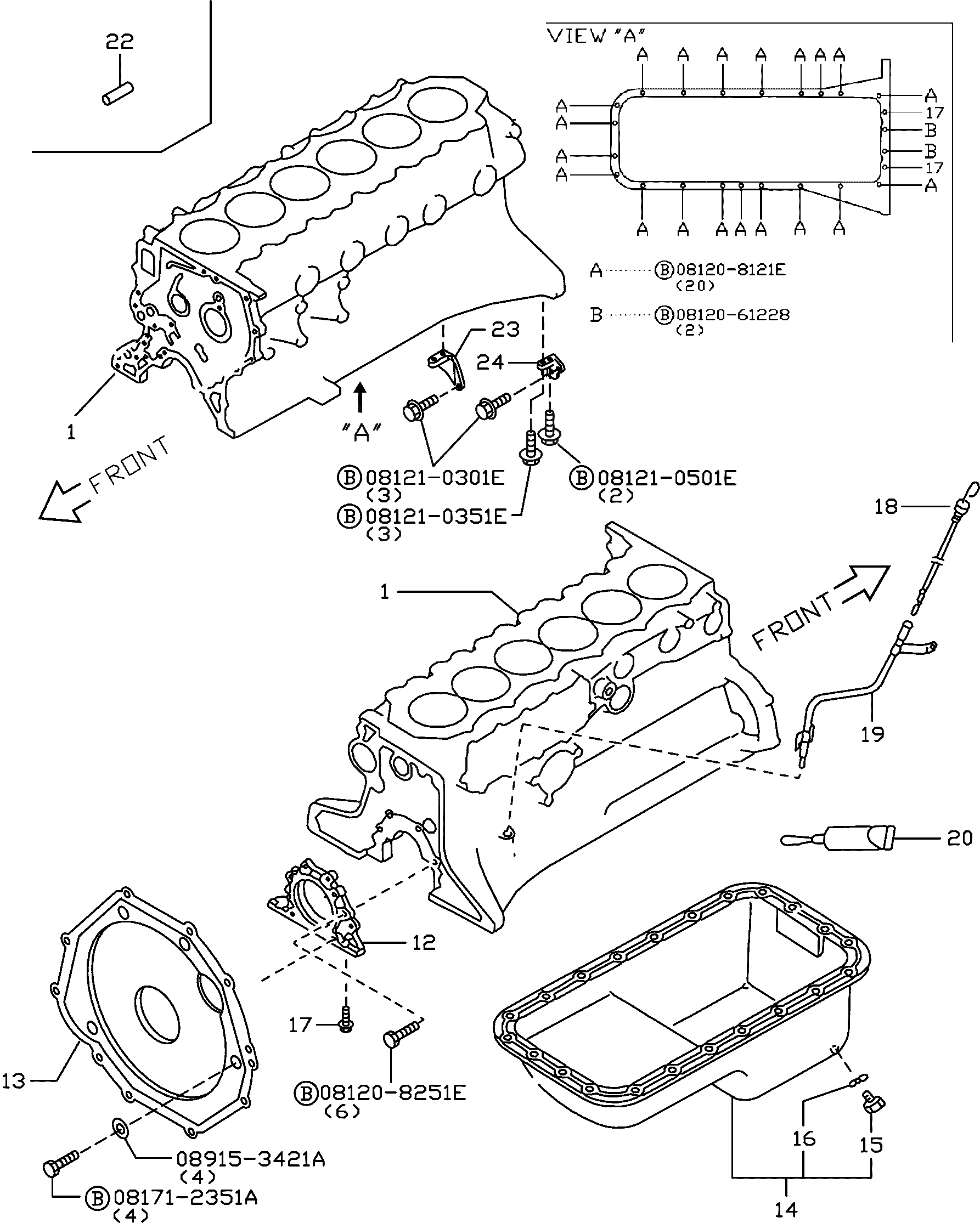 Схема запчастей Komatsu TB45-1 - БЛОК ЦИЛИНДРОВ И МАСЛЯНЫЙ ПОДДОН (/) ДВИГАТЕЛЬ
