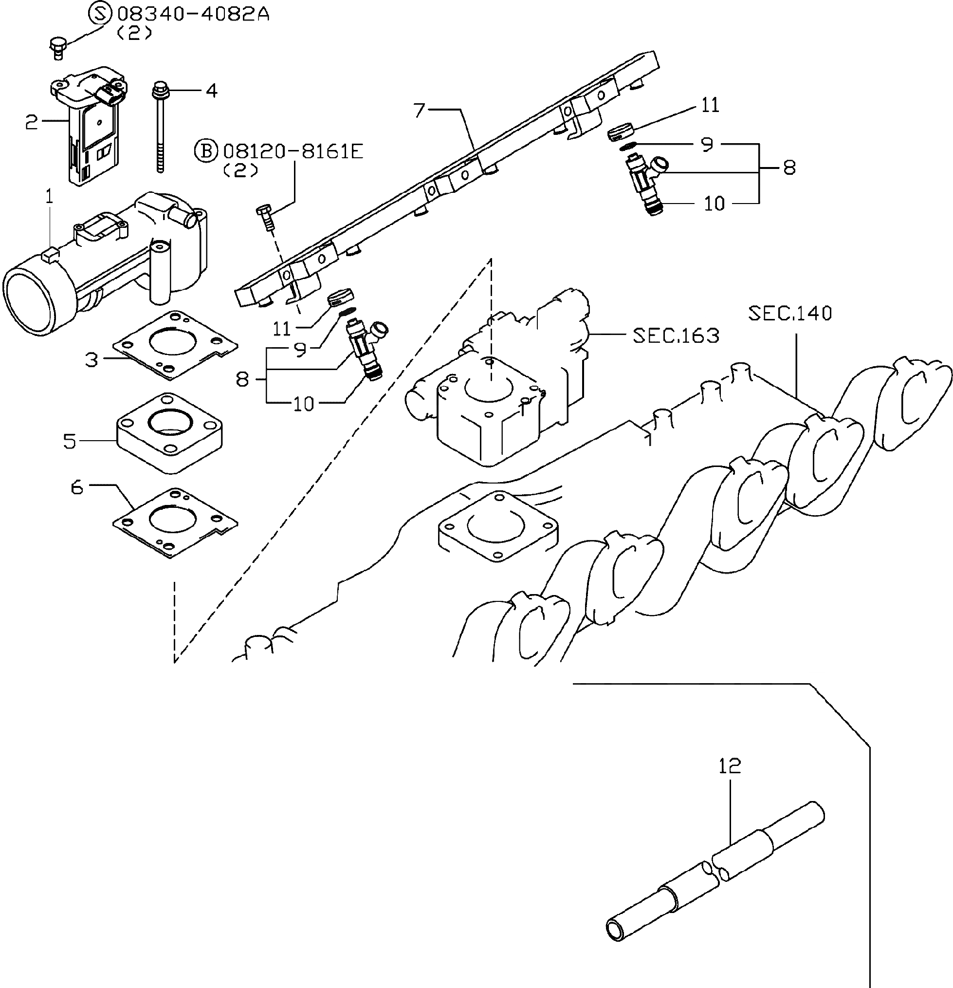 Схема запчастей Komatsu TB45-1 - ТОПЛИВН. ФИЛЬТР И ТОПЛИВН. ШЛАНГИ (GY9¤9) ДВИГАТЕЛЬ