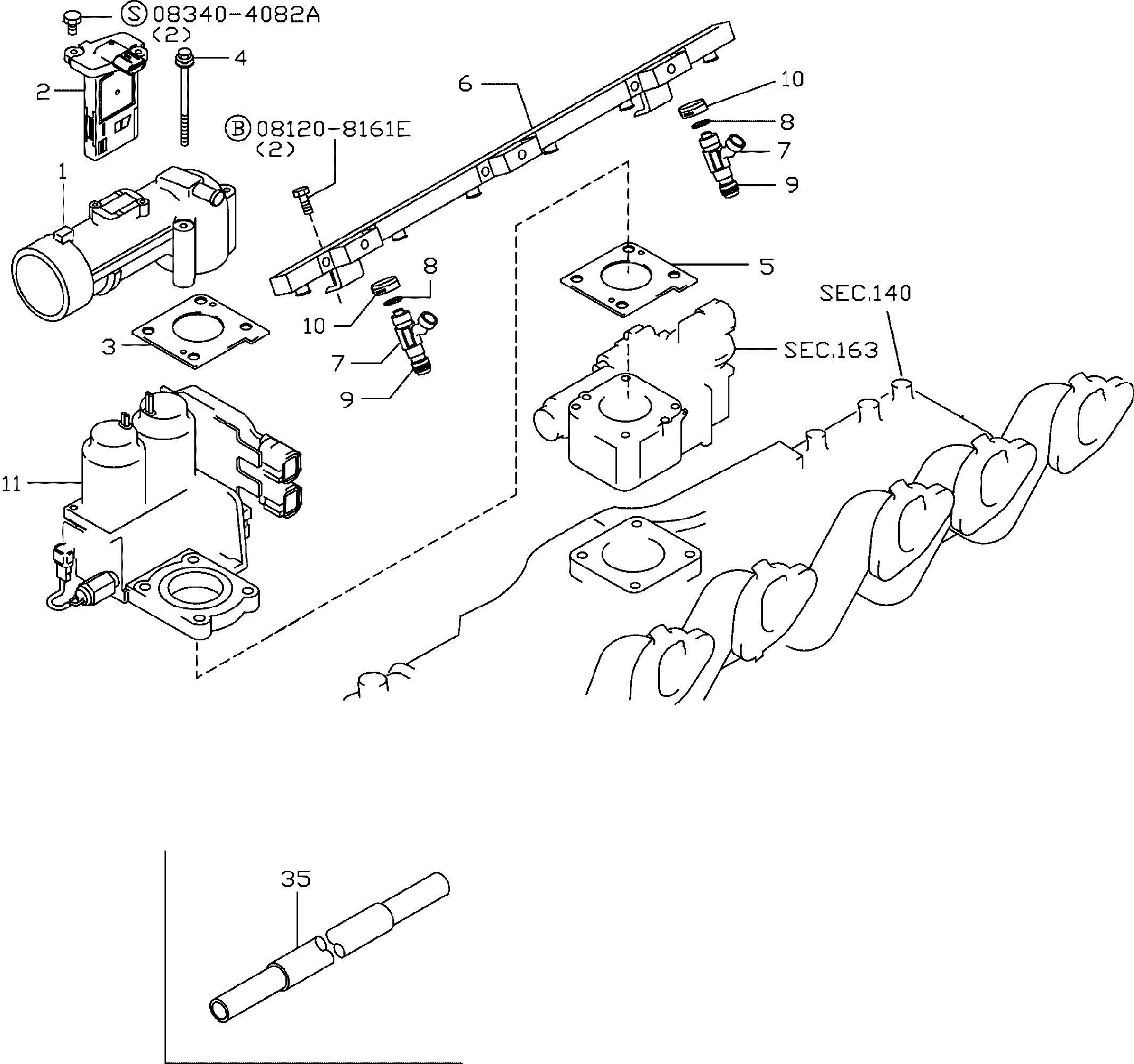 Схема запчастей Komatsu TB45-1 - ТОПЛИВН. ФИЛЬТР И ТОПЛИВН. ШЛАНГИ (/) (GY9¤9) ДВИГАТЕЛЬ