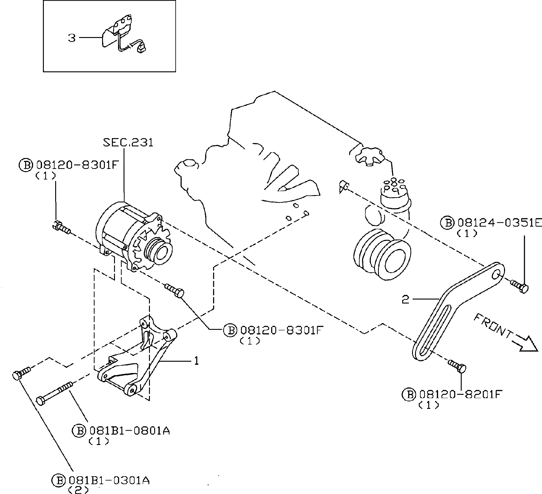 Схема запчастей Komatsu TB45-1 - ГЕНЕРАТОР ФИТТИНГ ДВИГАТЕЛЬ