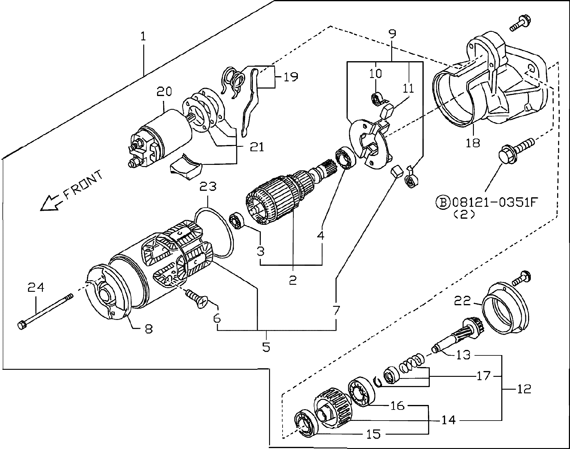 Схема запчастей Komatsu TB45-1 - СТАРТЕР ДВИГАТЕЛЬ