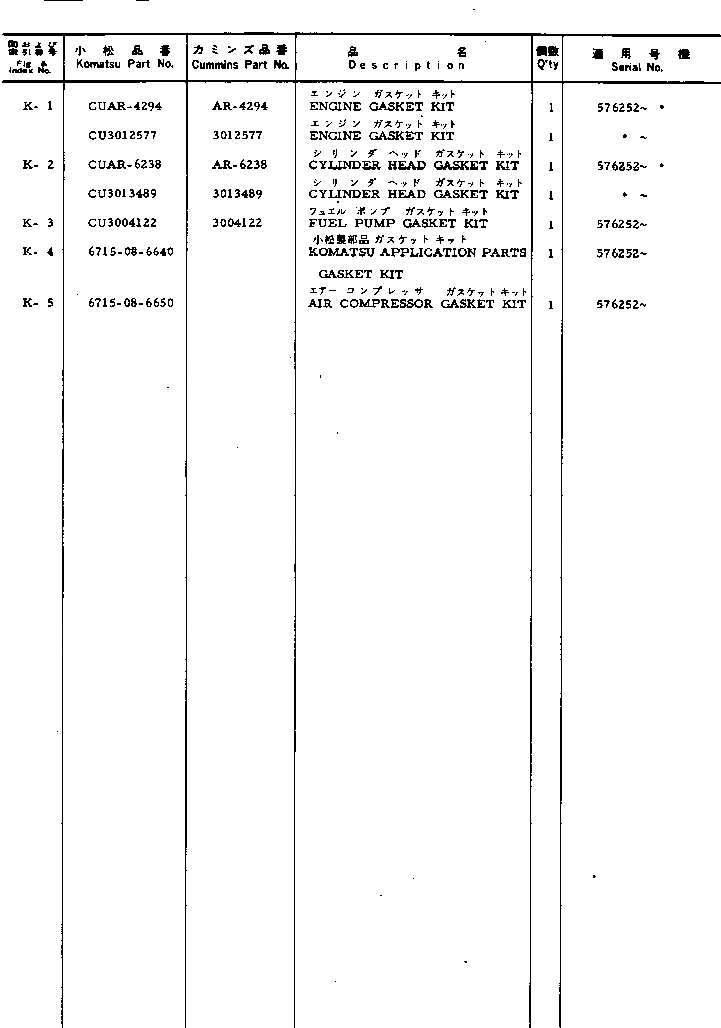 Схема запчастей Komatsu VT-1710-1 - РЕМ. КОМПЛЕКТЫ ИНСТРУМЕНТ И РЕМКОМПЛЕКТЫ