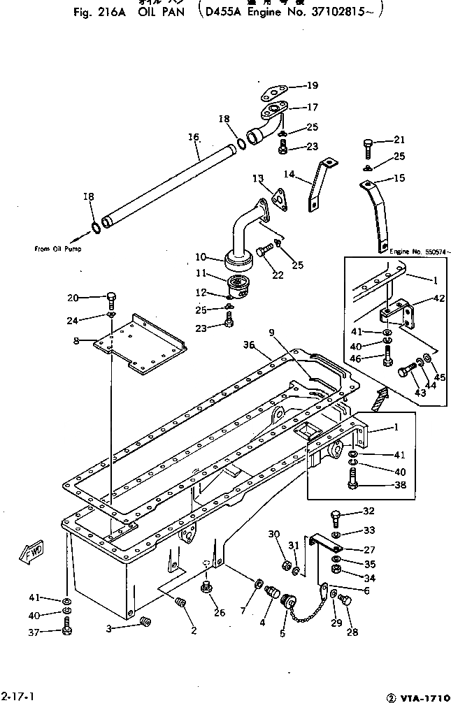 Схема запчастей Komatsu VTA-1710-1B - МАСЛЯНЫЙ ПОДДОН(№78-) БЛОК ЦИЛИНДРОВ