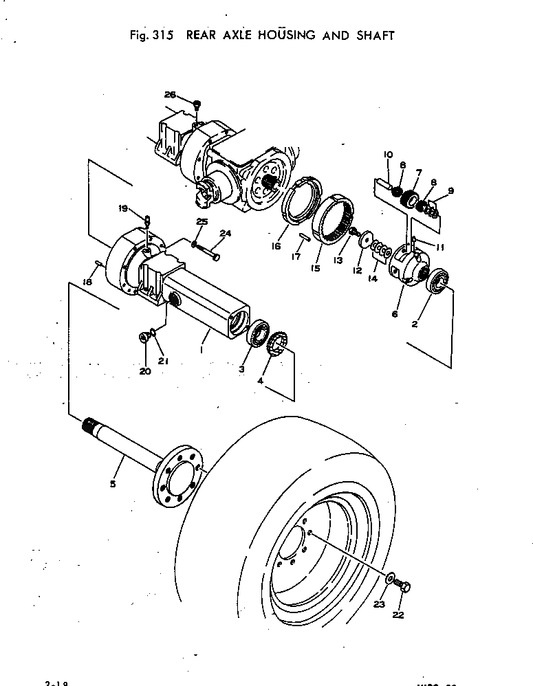 Схема запчастей Komatsu W20-1 - ЗАДН. МОСТ¤ КОЖУХ И ВАЛ ВЕДУЩ. ВАЛ¤ ДИФФЕРЕНЦ. И КОЛЕСА