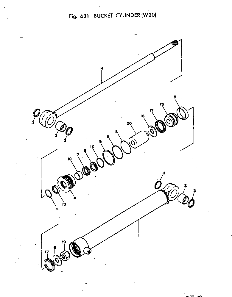 Схема запчастей Komatsu W20-1 - ЦИЛИНДР КОВША ГИДРАВЛИКА