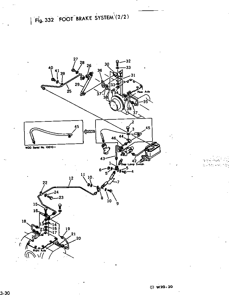 Схема запчастей Komatsu W30-1 - FOOT ТОРМОЗ. СИСТЕМА (/) ВЕДУЩ. ВАЛ¤ ДИФФЕРЕНЦ. И КОЛЕСА
