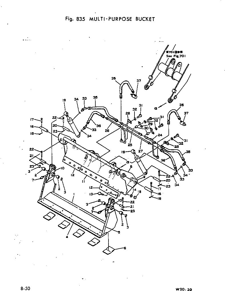 Схема запчастей Komatsu W30-1 - MULTI-PURPOSE КОВШ ОПЦИОННЫЕ КОМПОНЕНТЫ