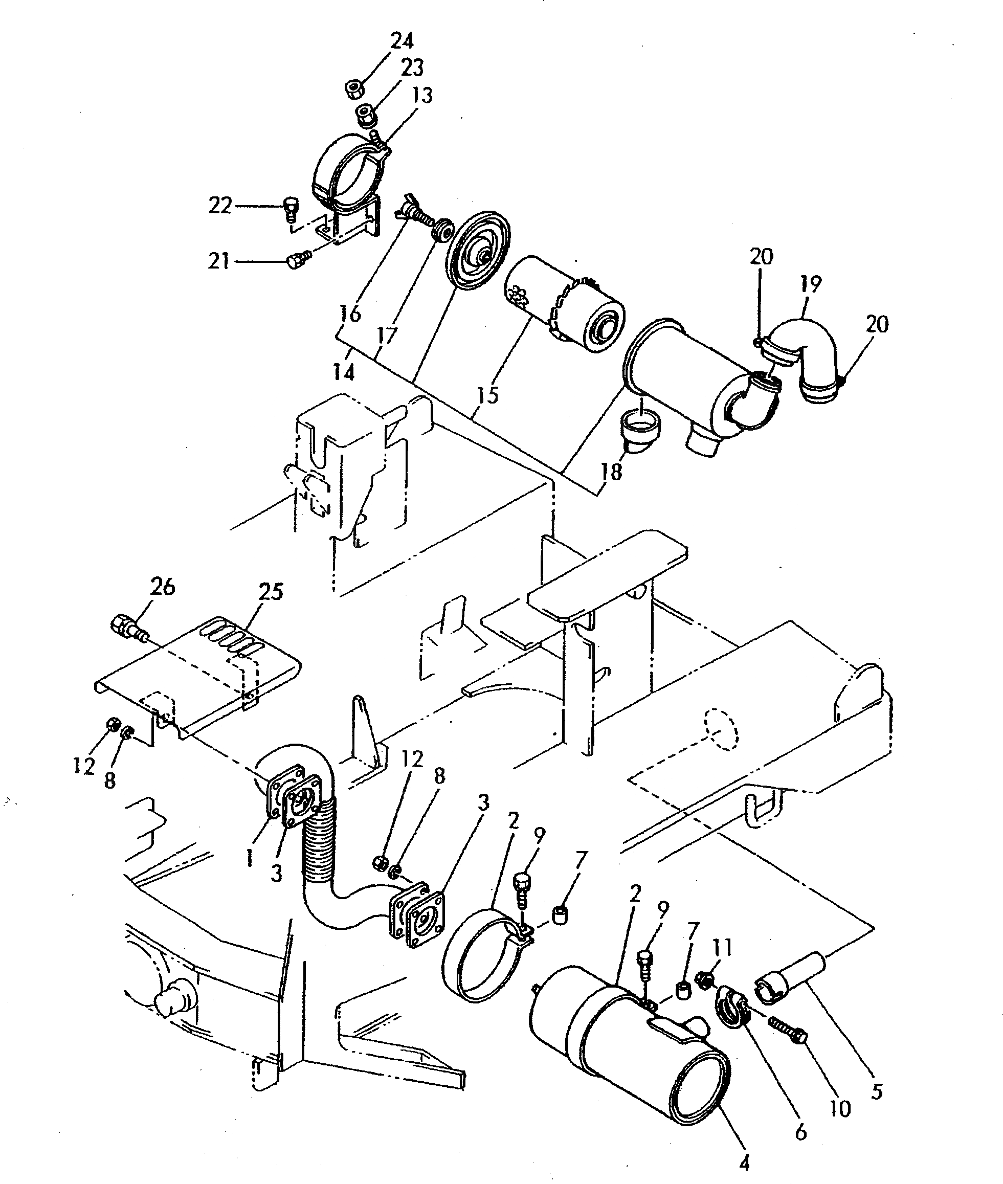Схема запчастей Komatsu WA10-1 - ВОЗДУХООЧИСТИТЕЛЬ И ГЛУШИТЕЛЬ КОМПОНЕНТЫ ДВИГАТЕЛЯ И ЭЛЕКТРИКА