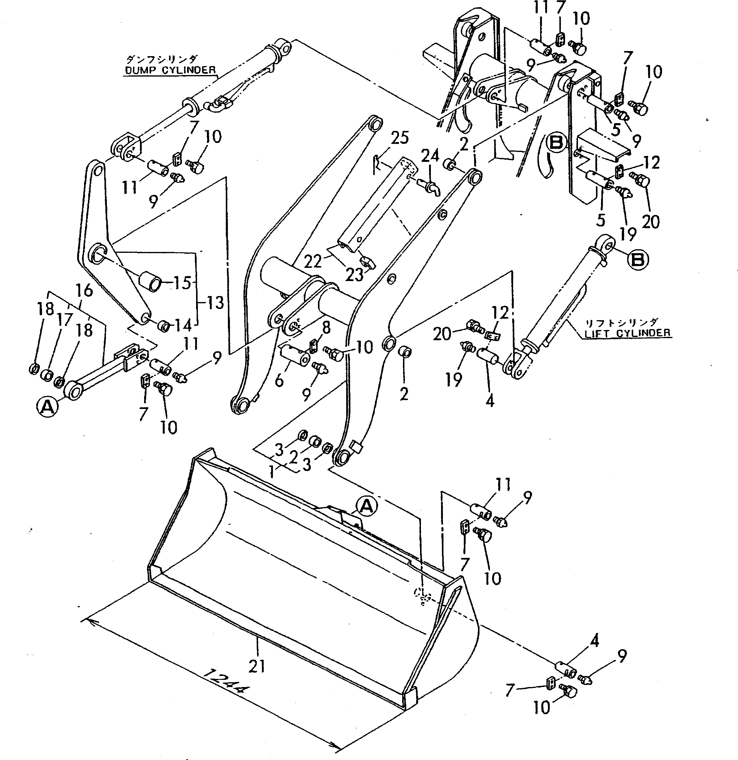 Схема запчастей Komatsu WA10-1 - РУКОЯТЬ И КОВШ (.M) РАБОЧЕЕ ОБОРУДОВАНИЕ