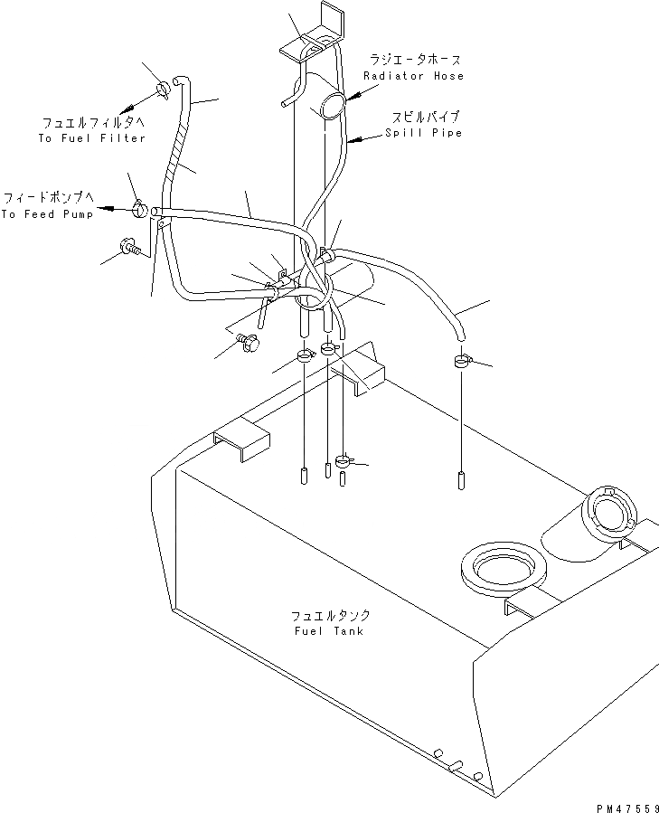 Схема запчастей Komatsu WA100-3-X - ТОПЛИВОПРОВОД.(№-8) КОМПОНЕНТЫ ДВИГАТЕЛЯ И ЭЛЕКТРИКА