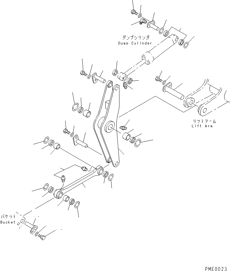Схема запчастей Komatsu WA100-3-X - КОЛЕНЧАТЫЙ РЫЧАГ (ДЛЯ ВЫС. ВЫСОК. ПОДЪЕМ)(№-) РАБОЧЕЕ ОБОРУДОВАНИЕ