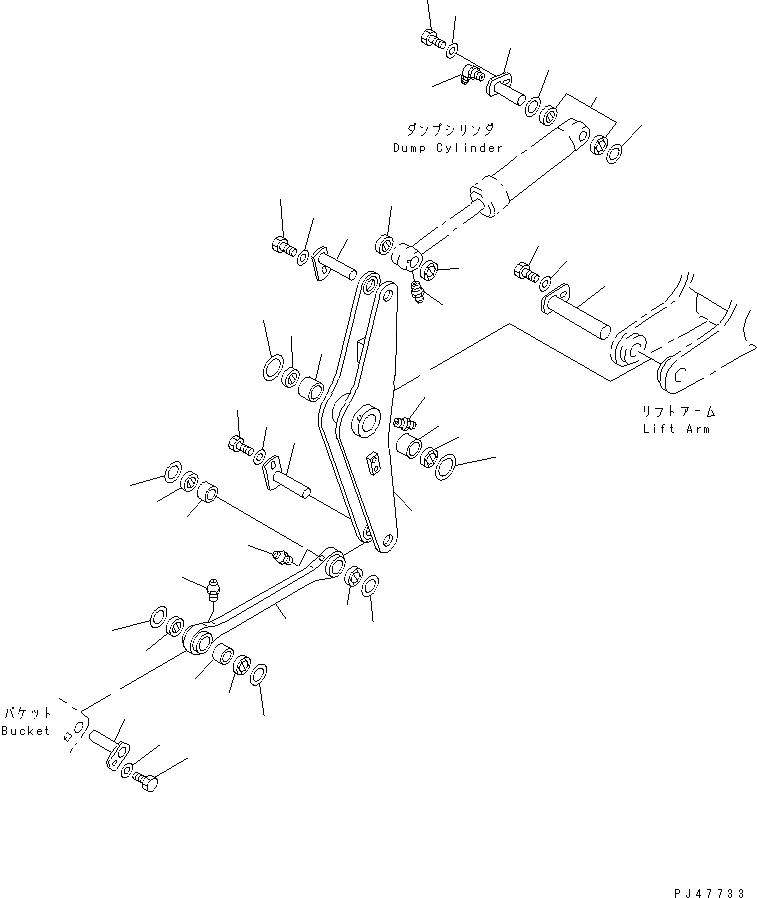 Схема запчастей Komatsu WA100-3-X - КОЛЕНЧАТЫЙ РЫЧАГ (КОВШ АВТОМАТИЧ. УРОВЕНЬING СИСТЕМА)(№-) РАБОЧЕЕ ОБОРУДОВАНИЕ