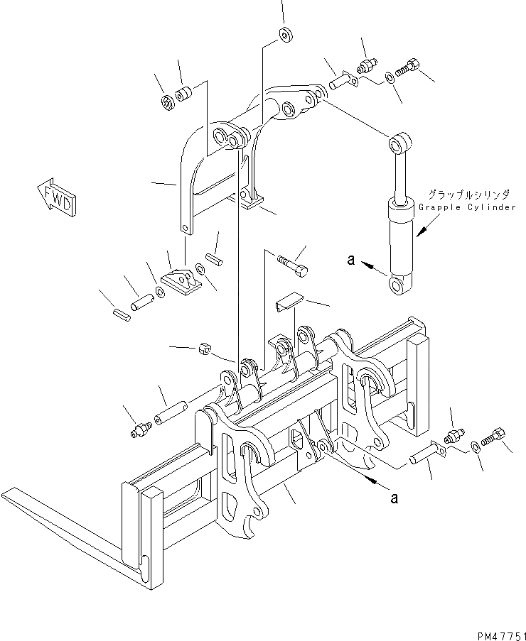 Схема запчастей Komatsu WA100-3-X - STEEL ВИЛЫ ЗАХВАТ (/) (STEEL ВИЛЫ ЗАХВАТ)          (ДЛЯ СОЕДИНИТ. УСТР-ВО)(№-) РАБОЧЕЕ ОБОРУДОВАНИЕ