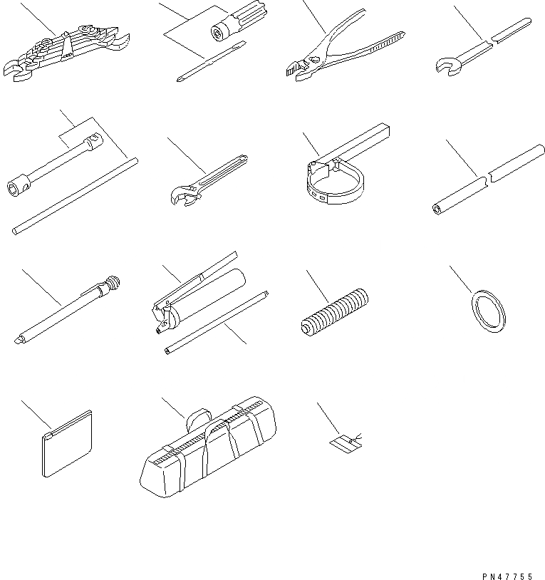 Схема запчастей Komatsu WA100-3-X - ИНСТРУМЕНТ(№-) МАРКИРОВКА¤ ИНСТРУМЕНТ И РЕМКОМПЛЕКТЫ
