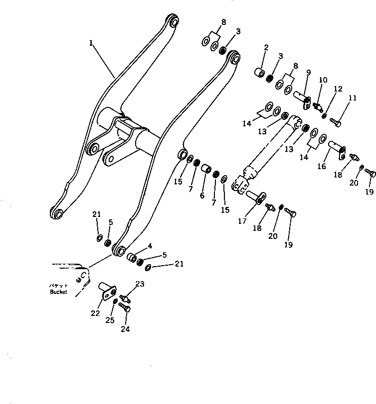 Схема запчастей Komatsu WA100-1 - РУКОЯТЬ РАБОЧЕЕ ОБОРУДОВАНИЕ
