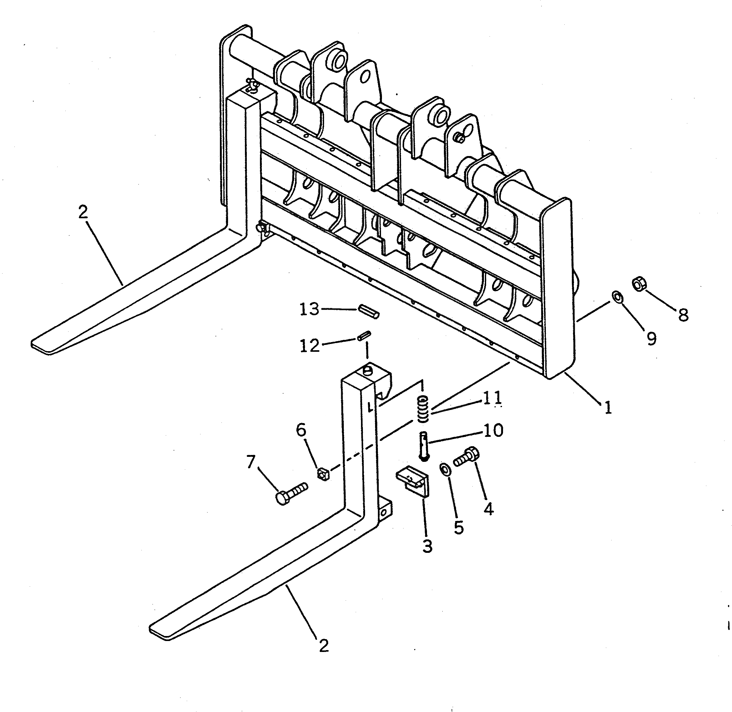 Схема запчастей Komatsu WA100-1 - LUMBER ВИЛЫ РАБОЧЕЕ ОБОРУДОВАНИЕ