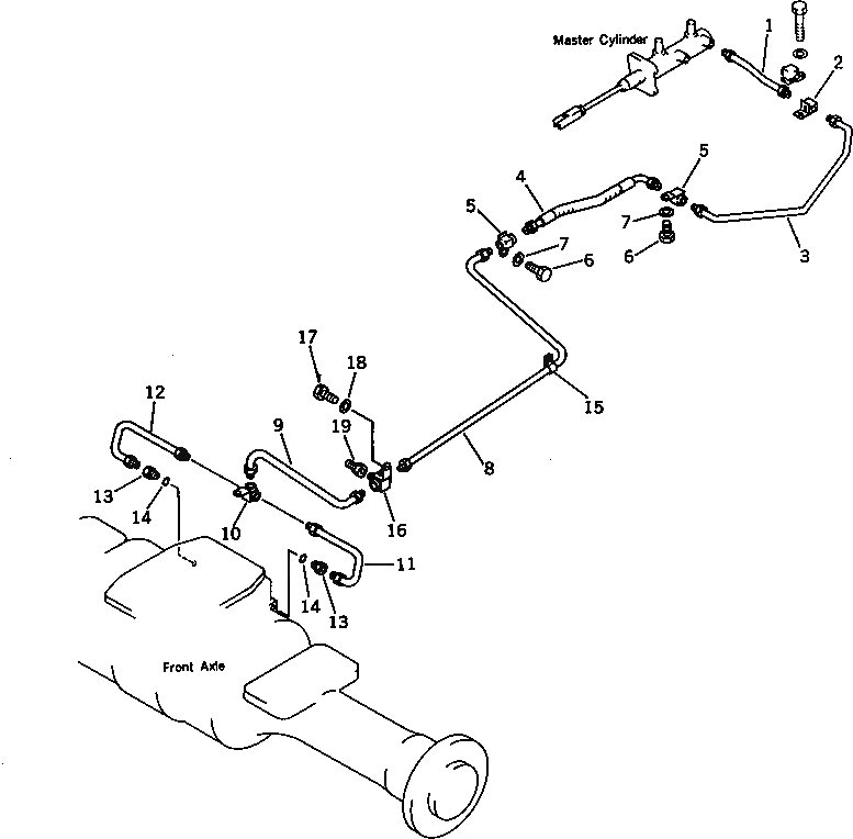 Схема запчастей Komatsu WA100-1 - ТОРМОЗ. МАСЛОПРОВОДЯЩАЯ ЛИНИЯ (ПЕРЕДН.) (TBG/ABE СПЕЦ-Я.)(№-9999) СПЕЦ. APPLICATION ЧАСТИ