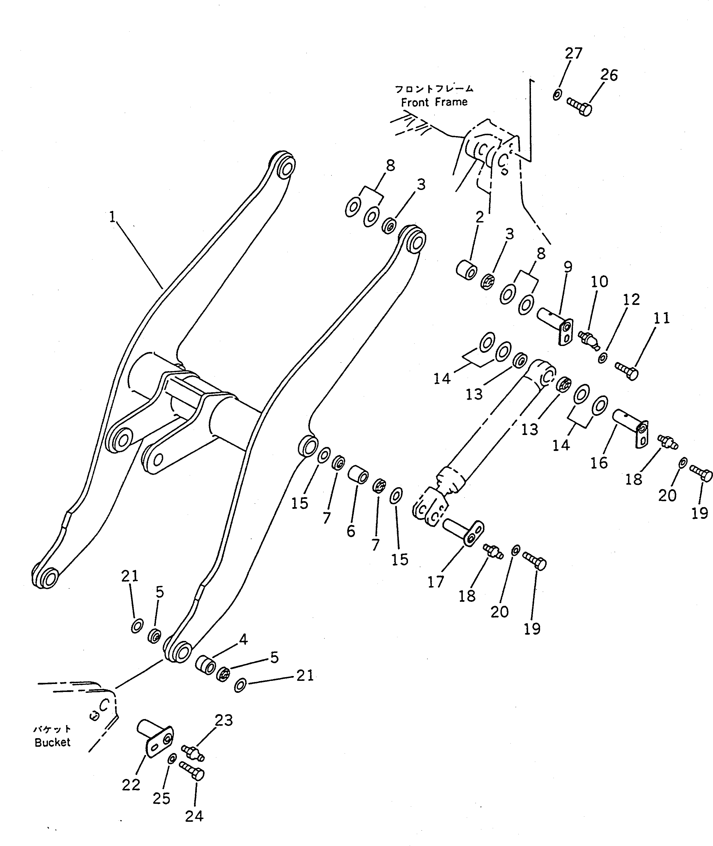 Схема запчастей Komatsu WA100-1 - РУКОЯТЬ РАБОЧЕЕ ОБОРУДОВАНИЕ